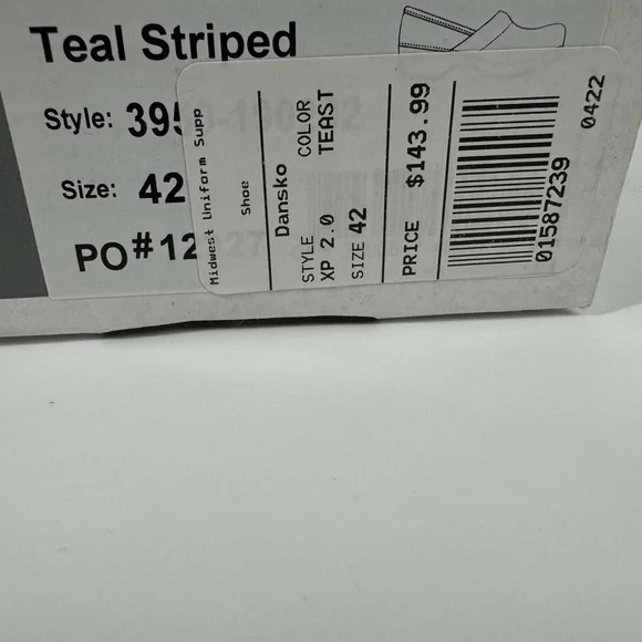 NIB Dansko Teal Striped patent leather slip on clogs multi sizes - Picture 6 of 6